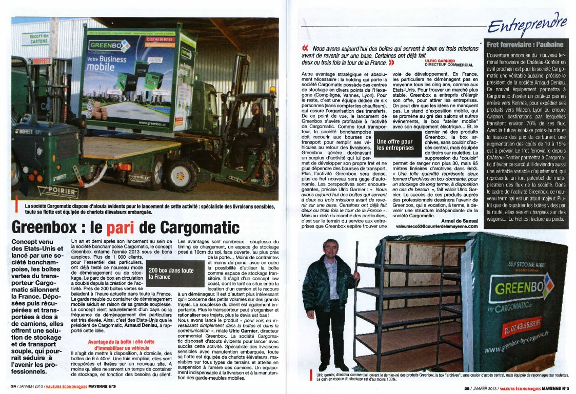 Greenbox le pari de Cargomatic (Valeurs economiques mayenne)